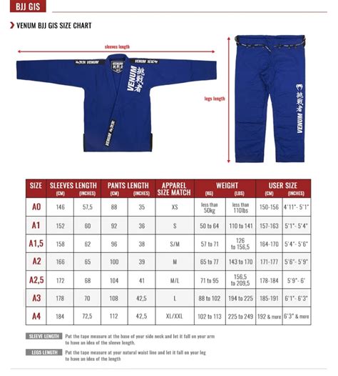 adidas bjj gi size chart.